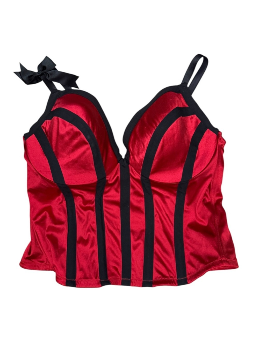 Cacique Red Black Longline Corset Bustier Top Plus Size 22/24 - Picture 2 of 4